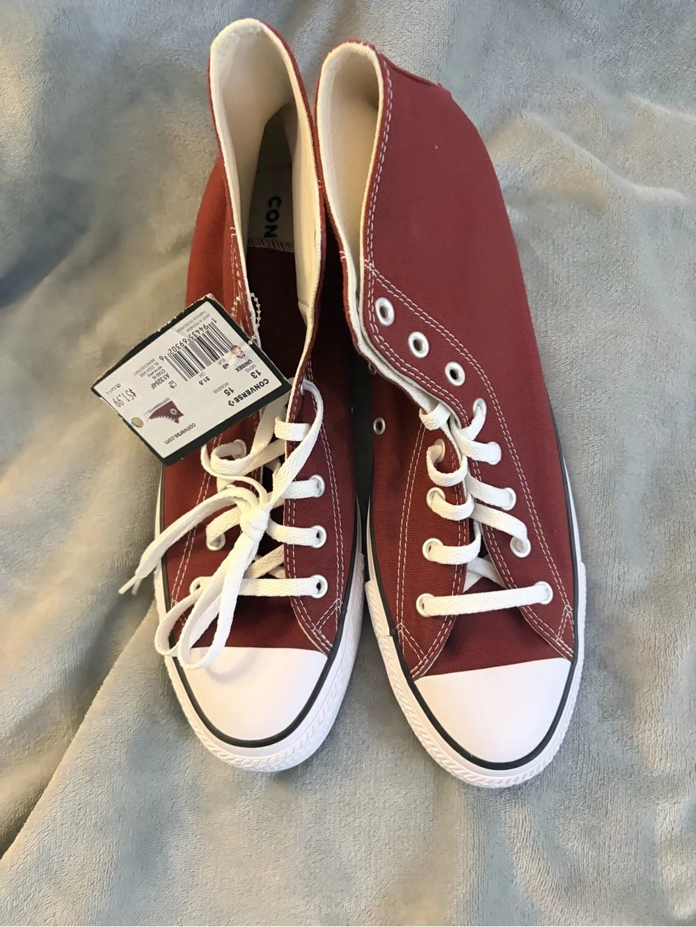 Converse High-Top Canvas Sneakers - Maroon & White